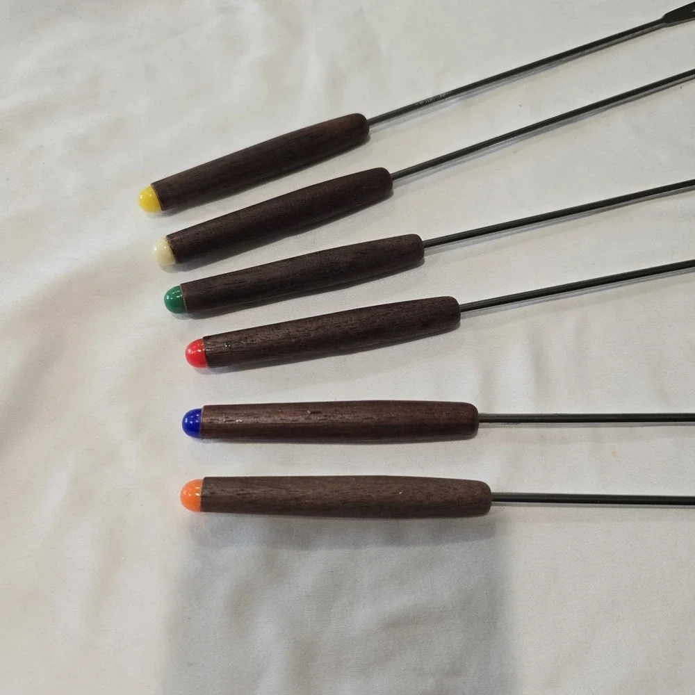 Set of 6 Fondue Forks Stainless Steel With Plastic‎ Handles, 9 1/2